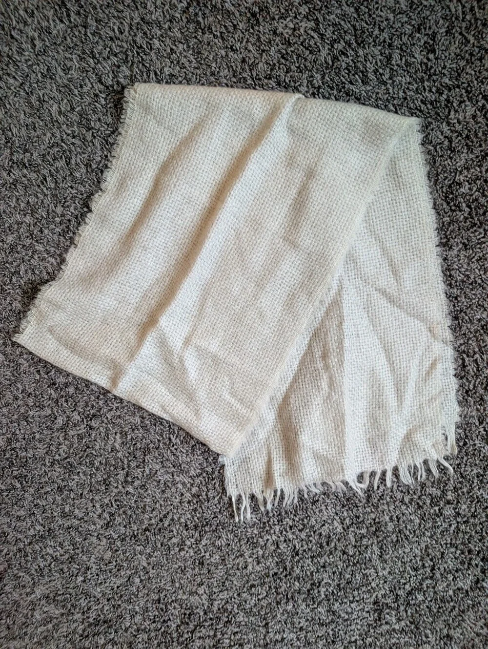 J. Crew Cream Woven Fringe Scarf